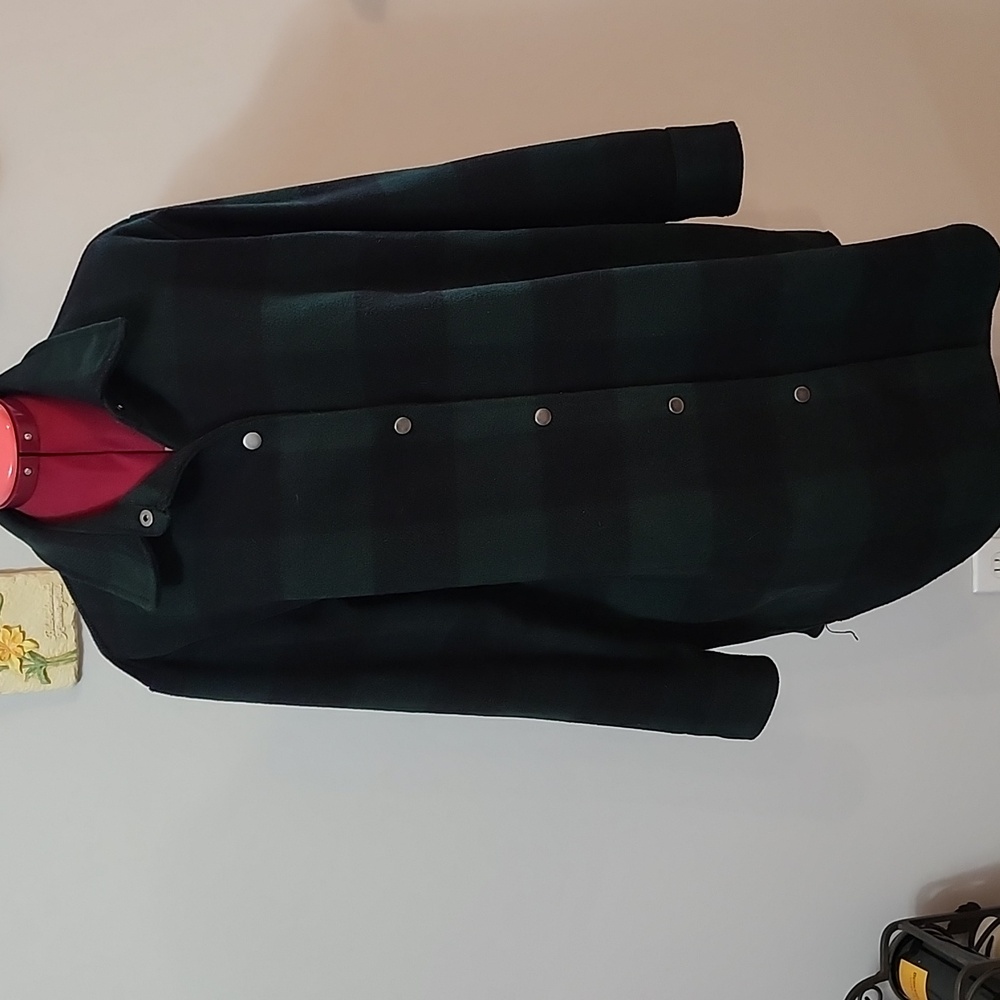 Women's Snap Up Green Plaid Shacket Jacket Size Medium J D STYLE